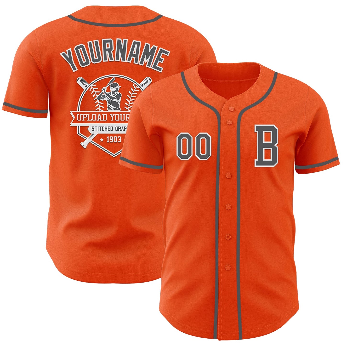 Custom Orange Steel Gray-White Authentic Baseball Jersey - Sky-Custom