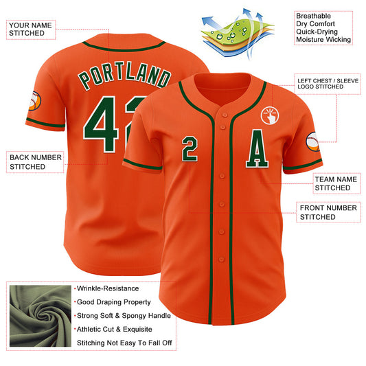 Custom Orange Green-White Authentic Baseball Jersey - Sky-Custom