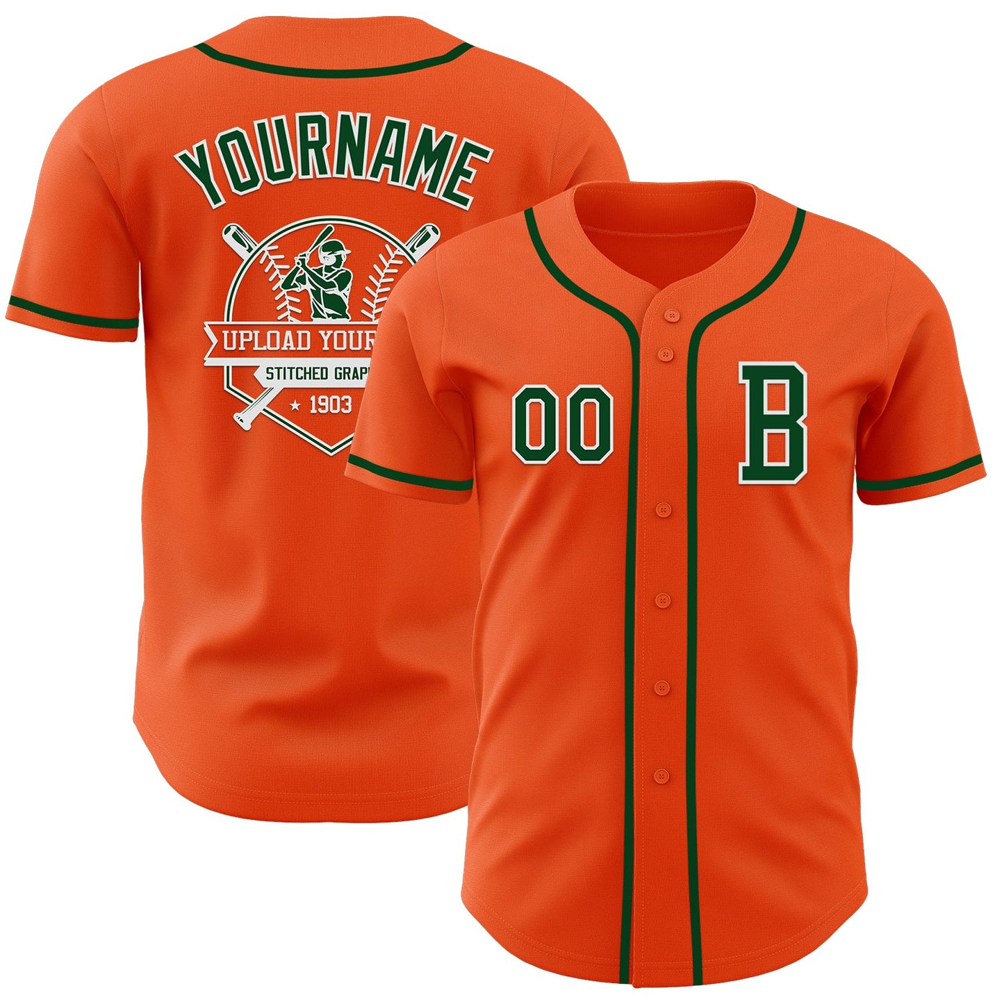 Custom Orange Green-White Authentic Baseball Jersey - Sky-Custom