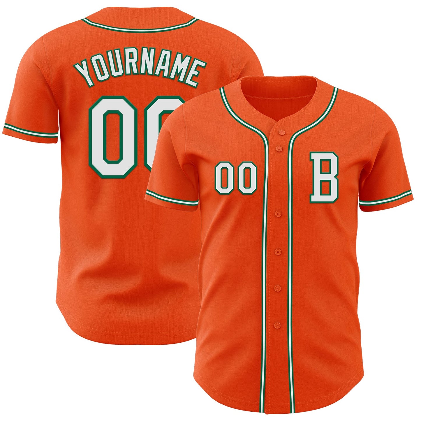 Custom Orange White-Kelly Green Authentic Baseball Jersey - Sky-Custom