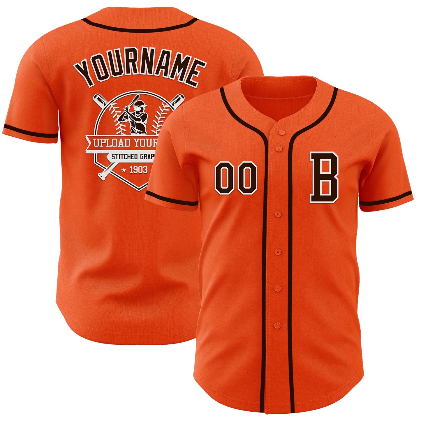 Custom Orange Brown-White Authentic Baseball Jersey - Sky-Custom