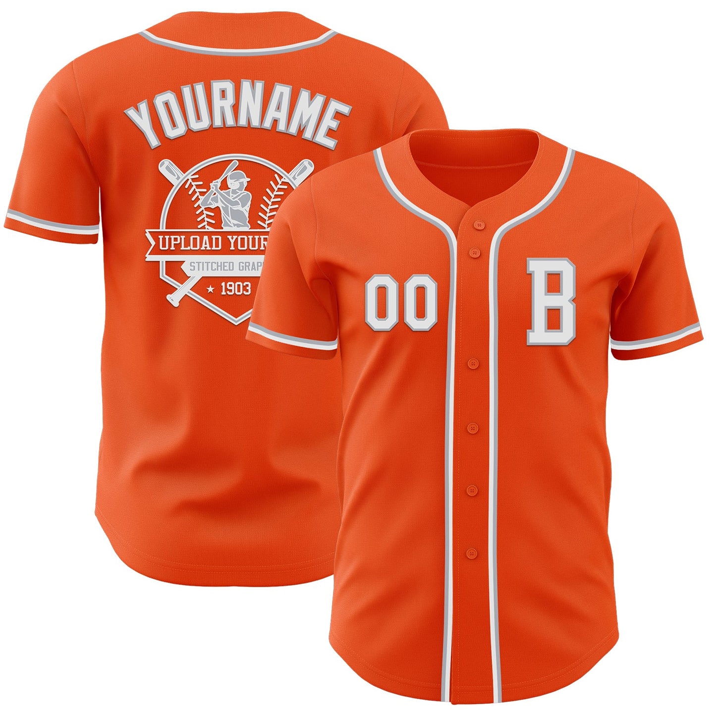 Custom Orange White-Gray Authentic Baseball Jersey - Sky-Custom