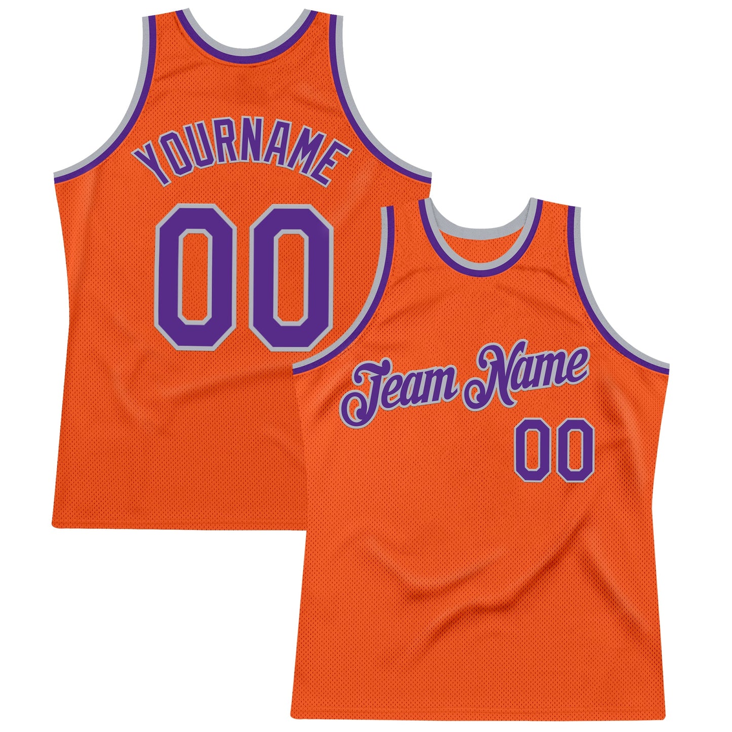 Custom Orange Purple-Gray Authentic Throwback Basketball Jersey - Sky-Custom