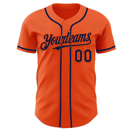 Custom Orange Navy Authentic Baseball Jersey - Sky-Custom