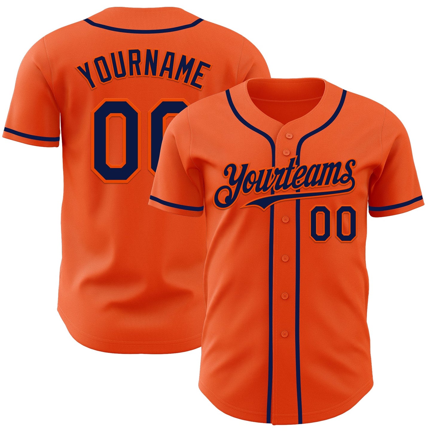 Custom Orange Navy Authentic Baseball Jersey - Sky-Custom