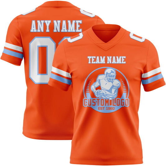 Custom Orange White-Light Blue Mesh Authentic Football Jersey - Sky-Custom