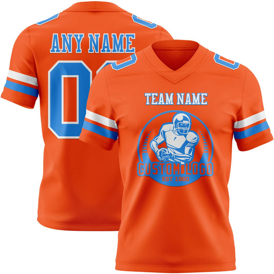 Custom Orange Powder Blue-White Mesh Authentic Football Jersey - Sky-Custom