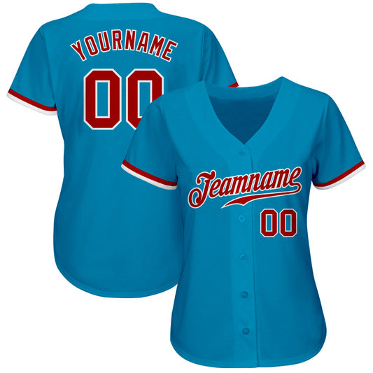 Custom Panther Blue Red-White Authentic Baseball Jersey - Sky-Custom