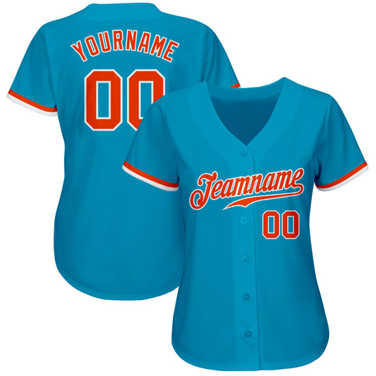 Custom Panther Blue Orange-White Authentic Baseball Jersey - Sky-Custom