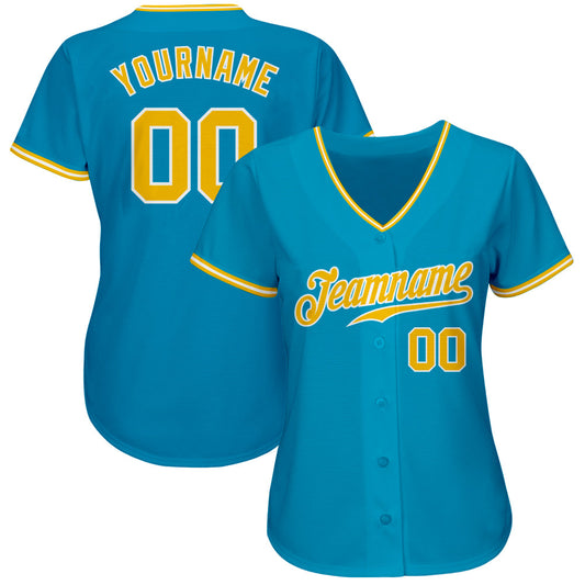 Custom Panther Blue Gold-White Authentic Baseball Jersey - Sky-Custom