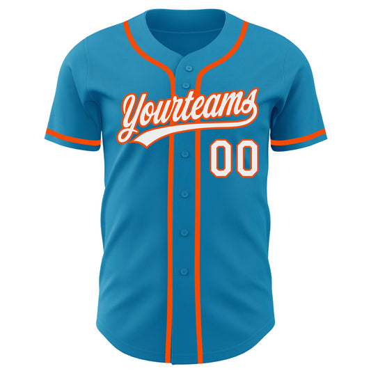 Custom Panther Blue White-Orange Authentic Baseball Jersey - Sky-Custom