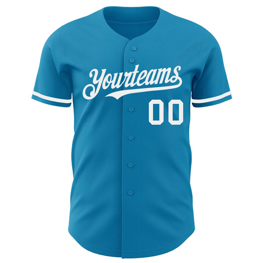 Custom Panther Blue White Authentic Baseball Jersey - Sky-Custom