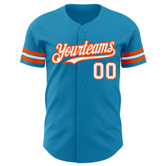 Custom Panther Blue White-Orange Authentic Baseball Jersey - Sky-Custom