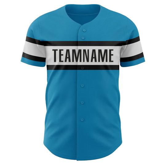 Custom Panther Blue White-Black Authentic Baseball Jersey - Sky-Custom
