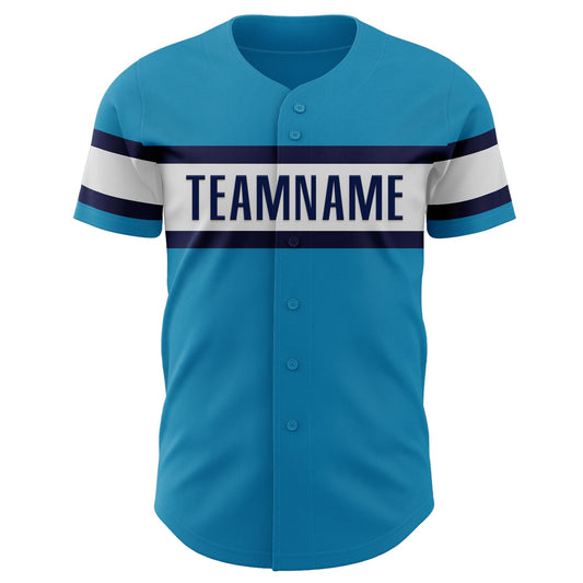 Custom Panther Blue White-Navy Authentic Baseball Jersey - Sky-Custom