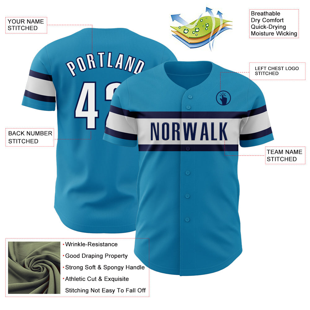 Custom Panther Blue White-Navy Authentic Baseball Jersey - Sky-Custom