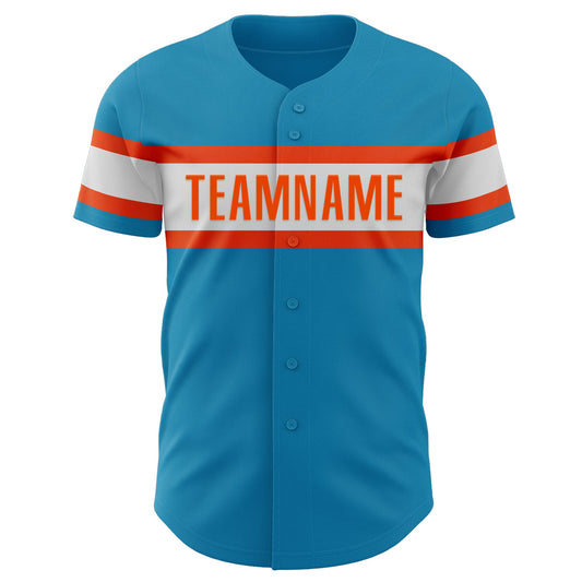 Custom Panther Blue White-Orange Authentic Baseball Jersey - Sky-Custom