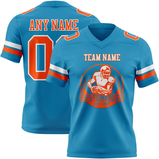 Custom Panther Blue Orange-White Mesh Authentic Football Jersey - Sky-Custom