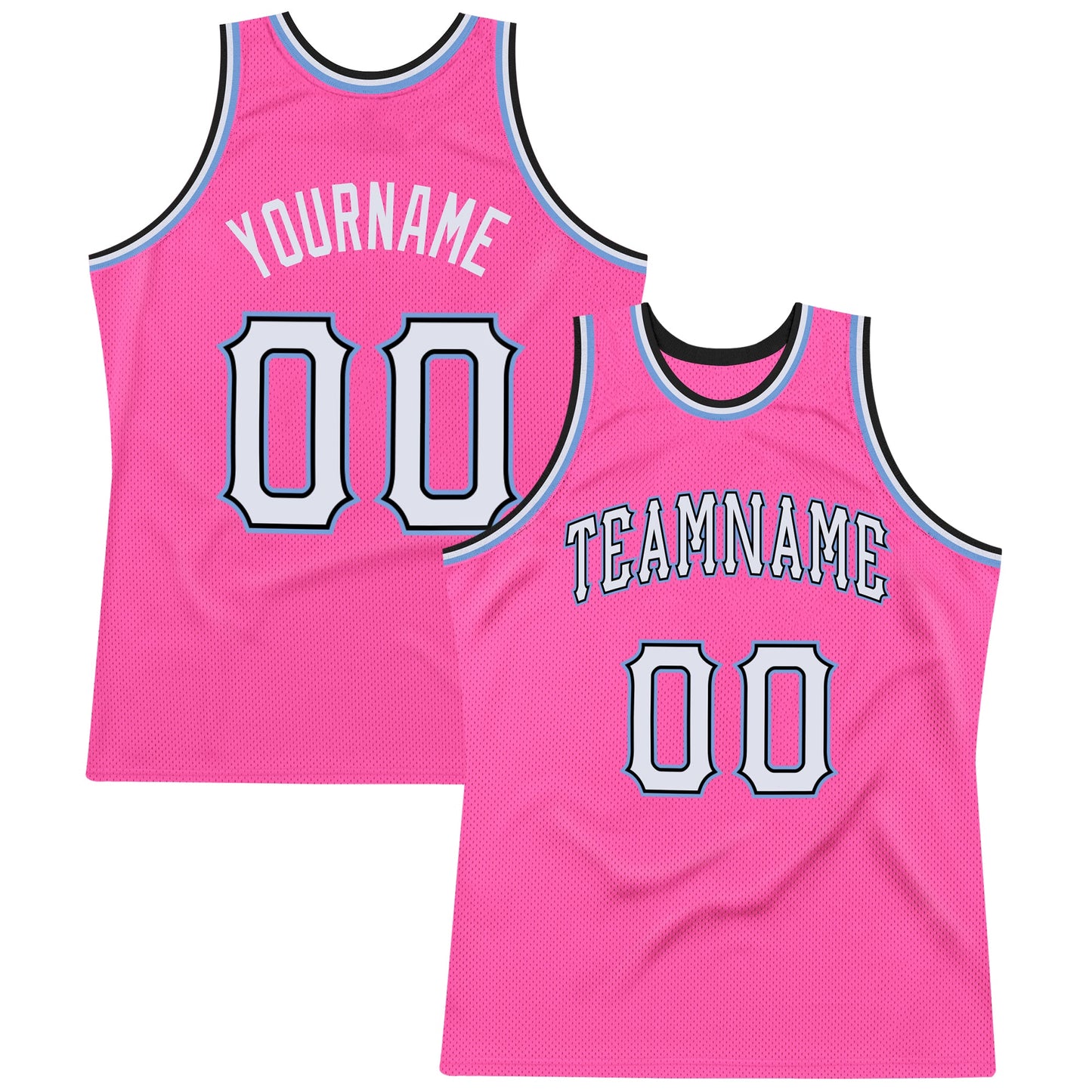 Custom Pink White-Light Blue Authentic Throwback Basketball Jersey - Sky-Custom