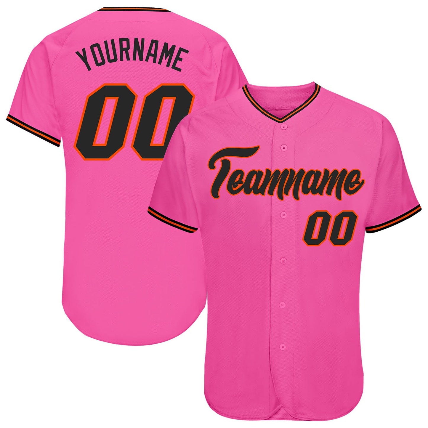 Custom Pink Black-Orange Authentic Baseball Jersey - Sky-Custom