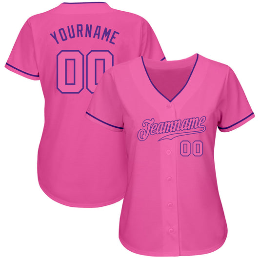 Custom Pink Pink-Purple Authentic Baseball Jersey - Sky-Custom