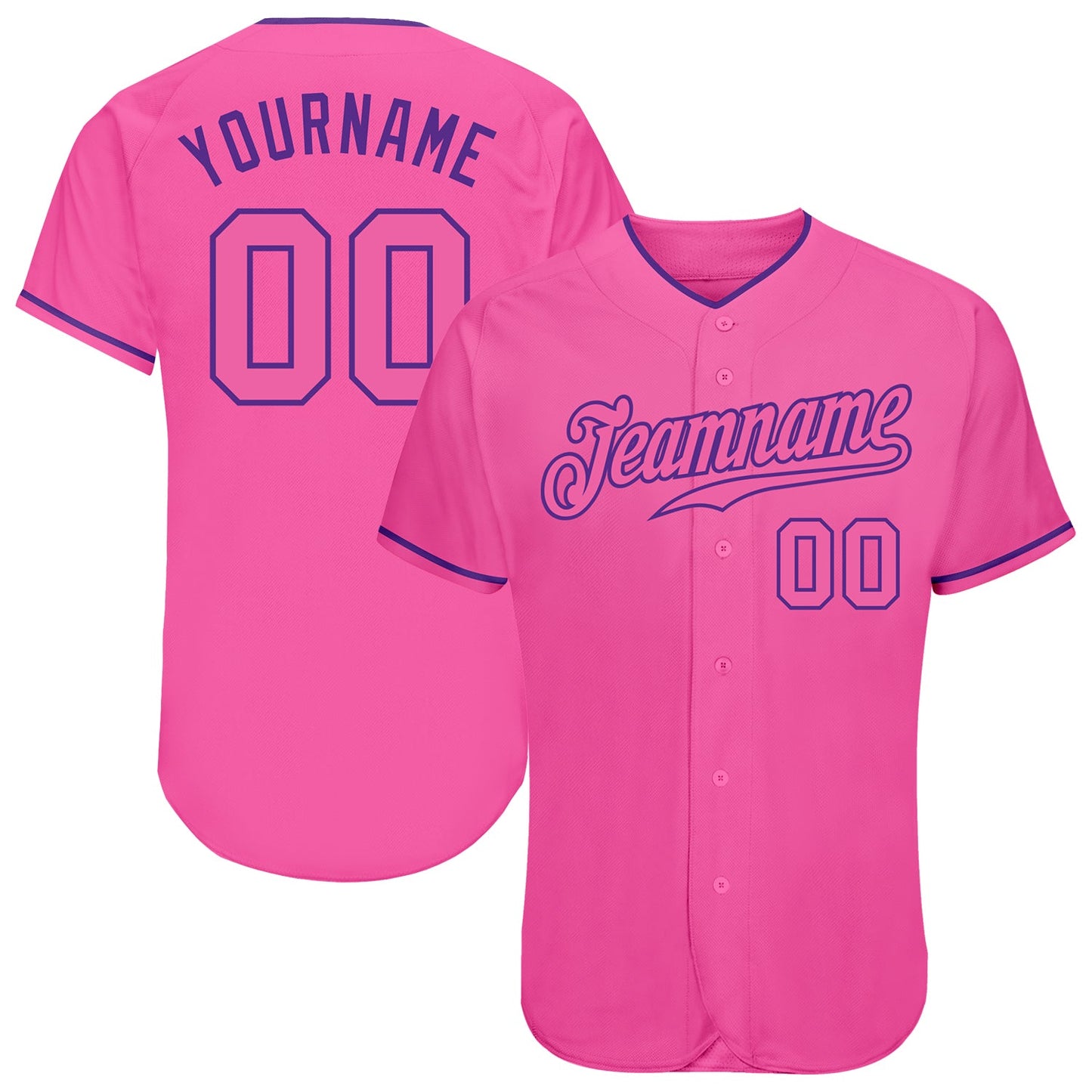 Custom Pink Pink-Purple Authentic Baseball Jersey - Sky-Custom