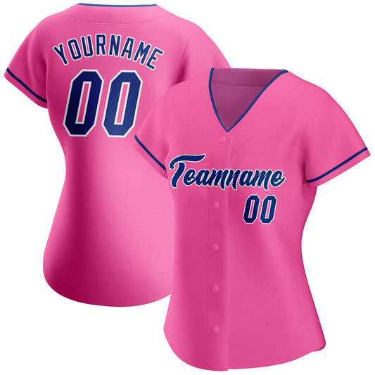 Custom Pink Royal-White Authentic Baseball Jersey - Sky-Custom