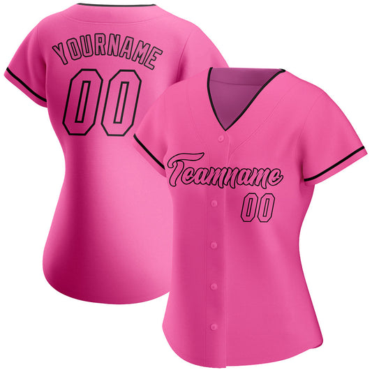 Custom Pink Pink-Black Authentic Baseball Jersey - Sky-Custom