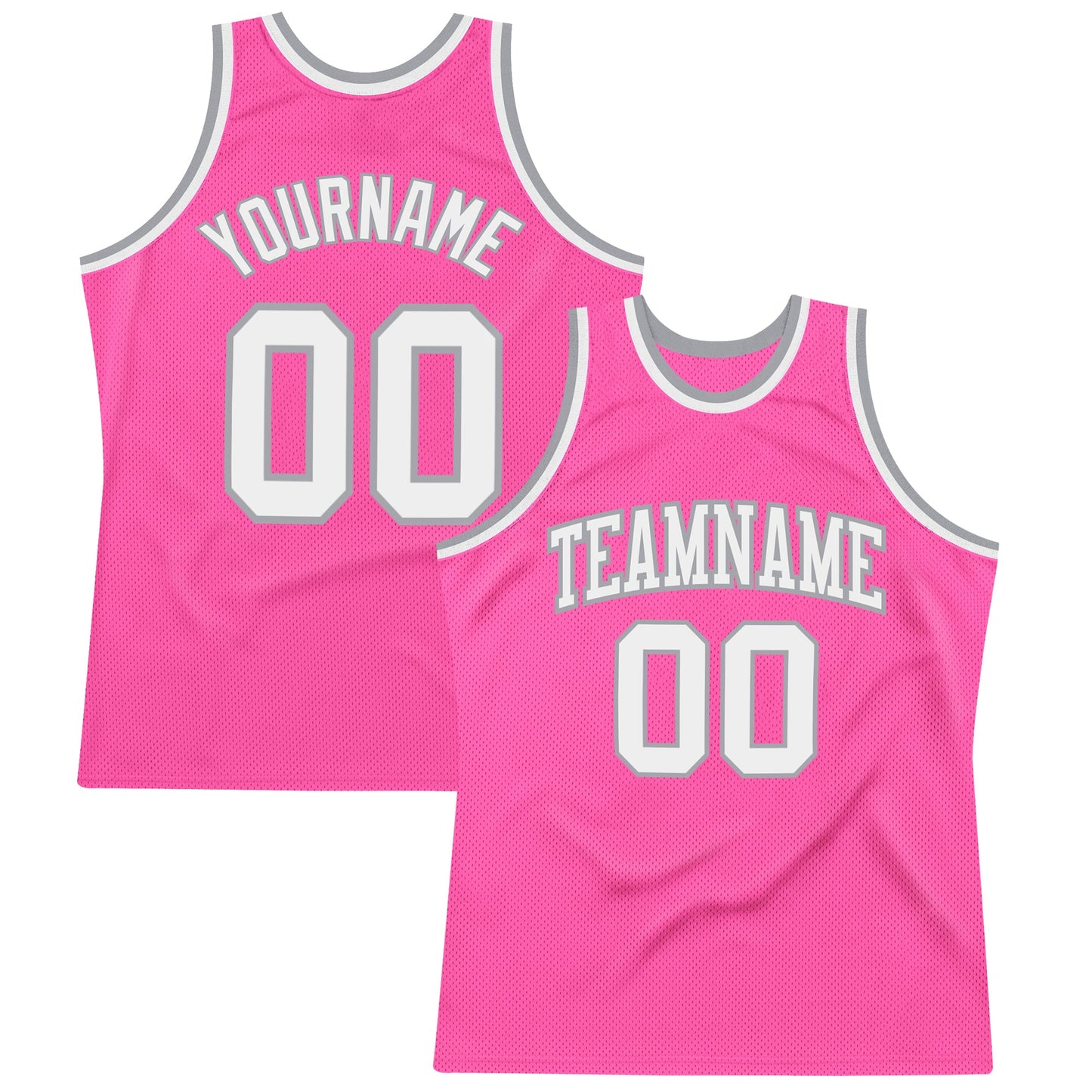 Custom Pink White-Gray Authentic Throwback Basketball Jersey - Sky-Custom