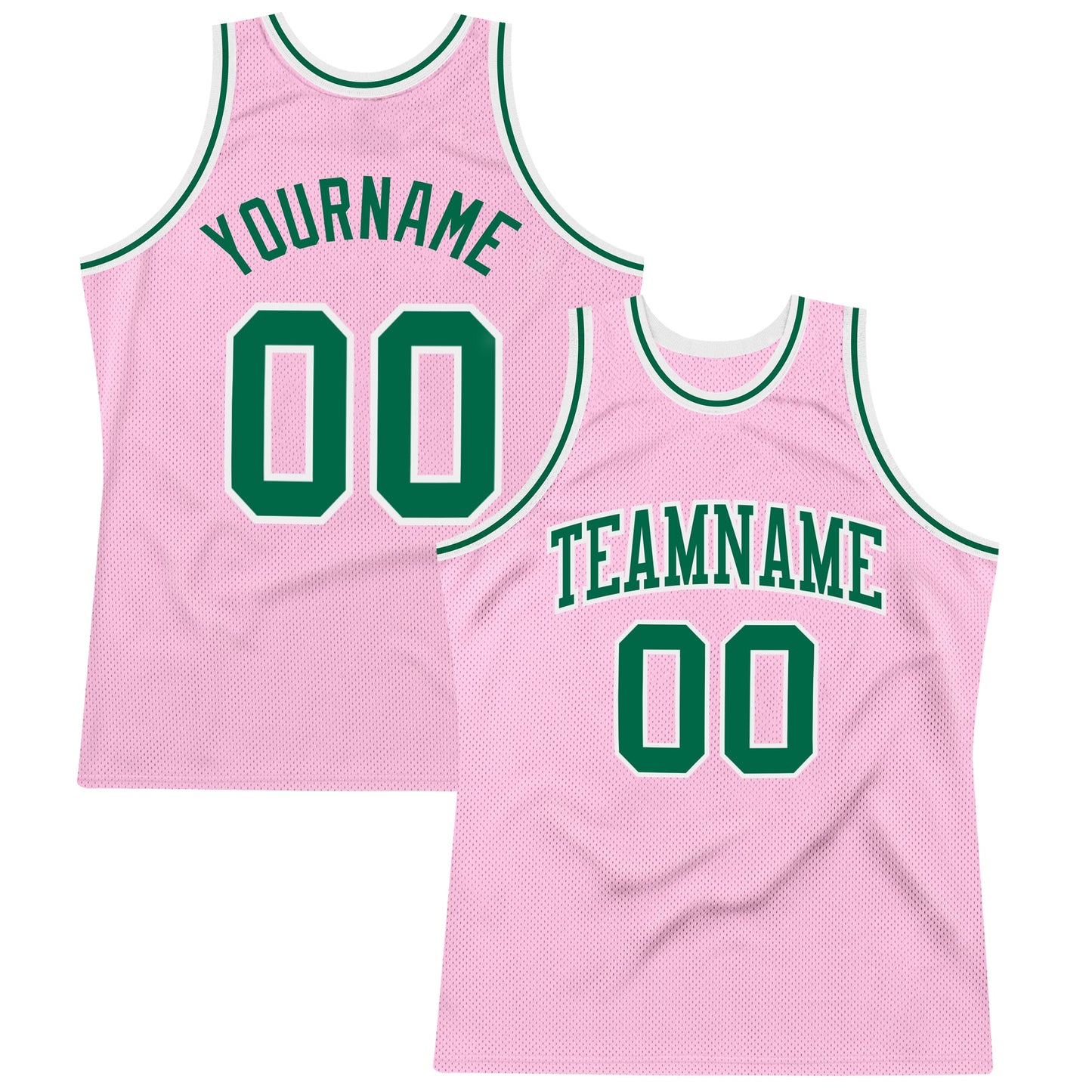 Custom Light Pink Kelly Green-White Authentic Throwback Basketball Jersey - Sky-Custom