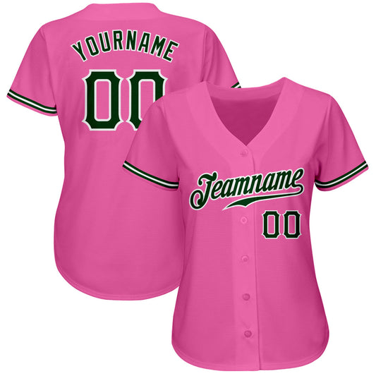 Custom Pink Green-White Authentic Baseball Jersey - Sky-Custom