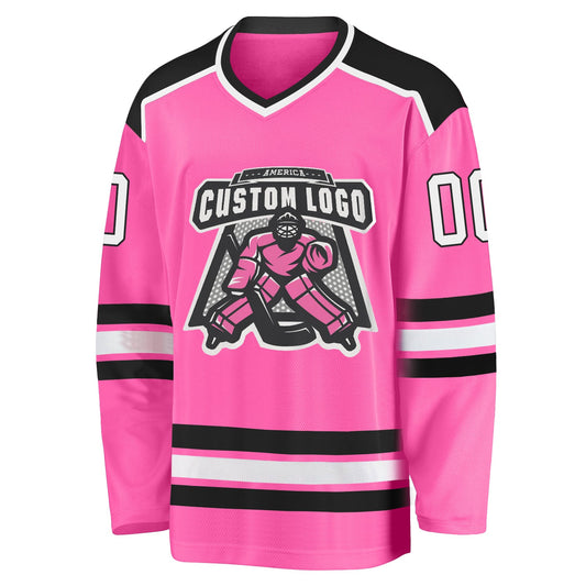 Custom Pink White-Black Hockey Jersey - Sky-Custom