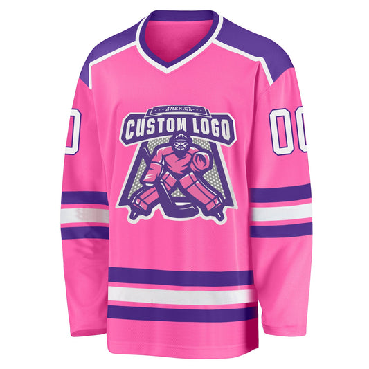 Custom Pink White-Purple Hockey Jersey - Sky-Custom
