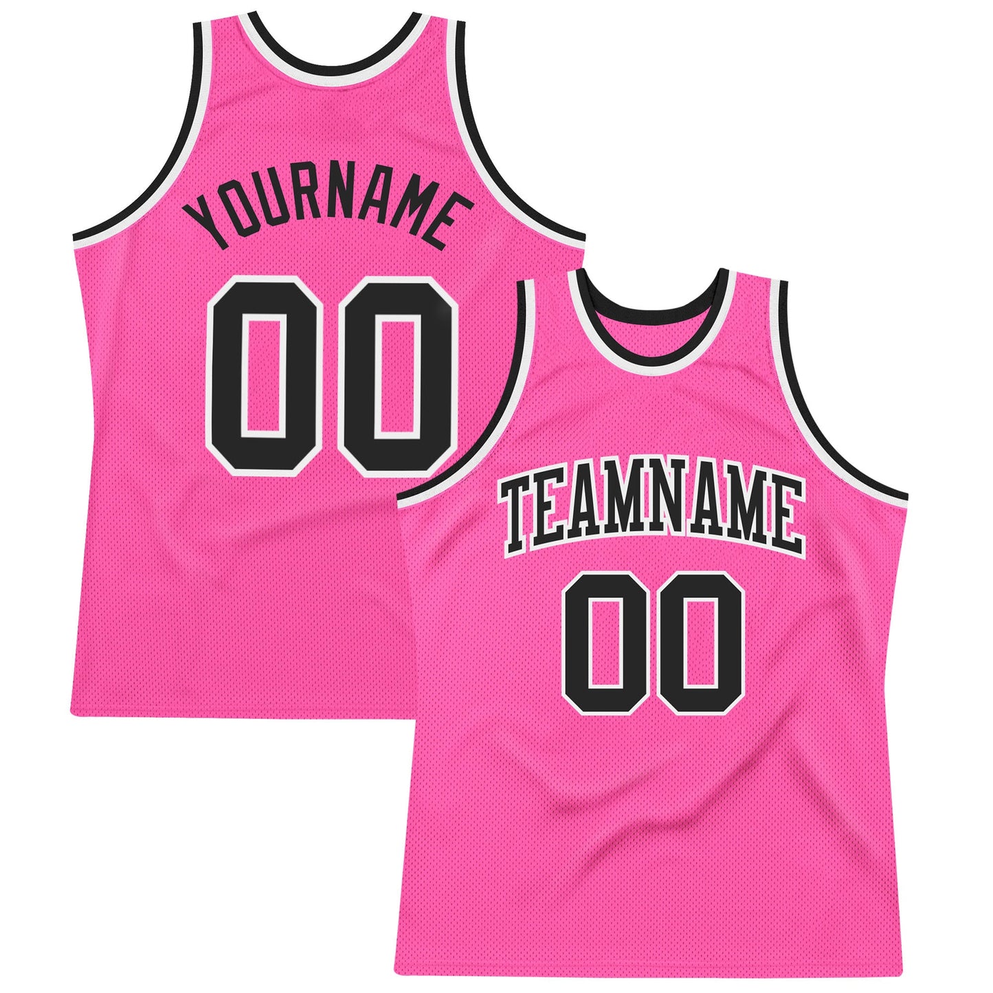 Custom Pink Black-White Authentic Throwback Basketball Jersey - Sky-Custom