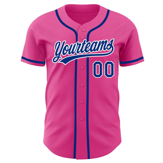 Custom Pink Royal-White Authentic Baseball Jersey - Sky-Custom