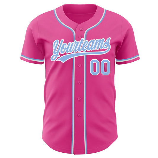 Custom Pink Light Blue-White Authentic Baseball Jersey - Sky-Custom