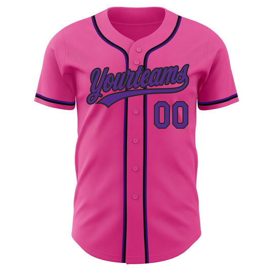 Custom Pink Purple-Black Authentic Baseball Jersey - Sky-Custom
