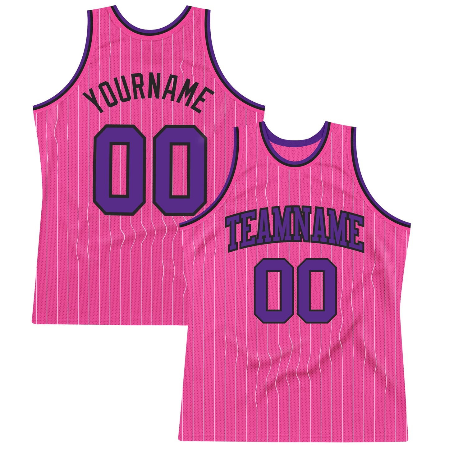 Custom Pink White Pinstripe Purple-Black Authentic Basketball Jersey - Sky-Custom
