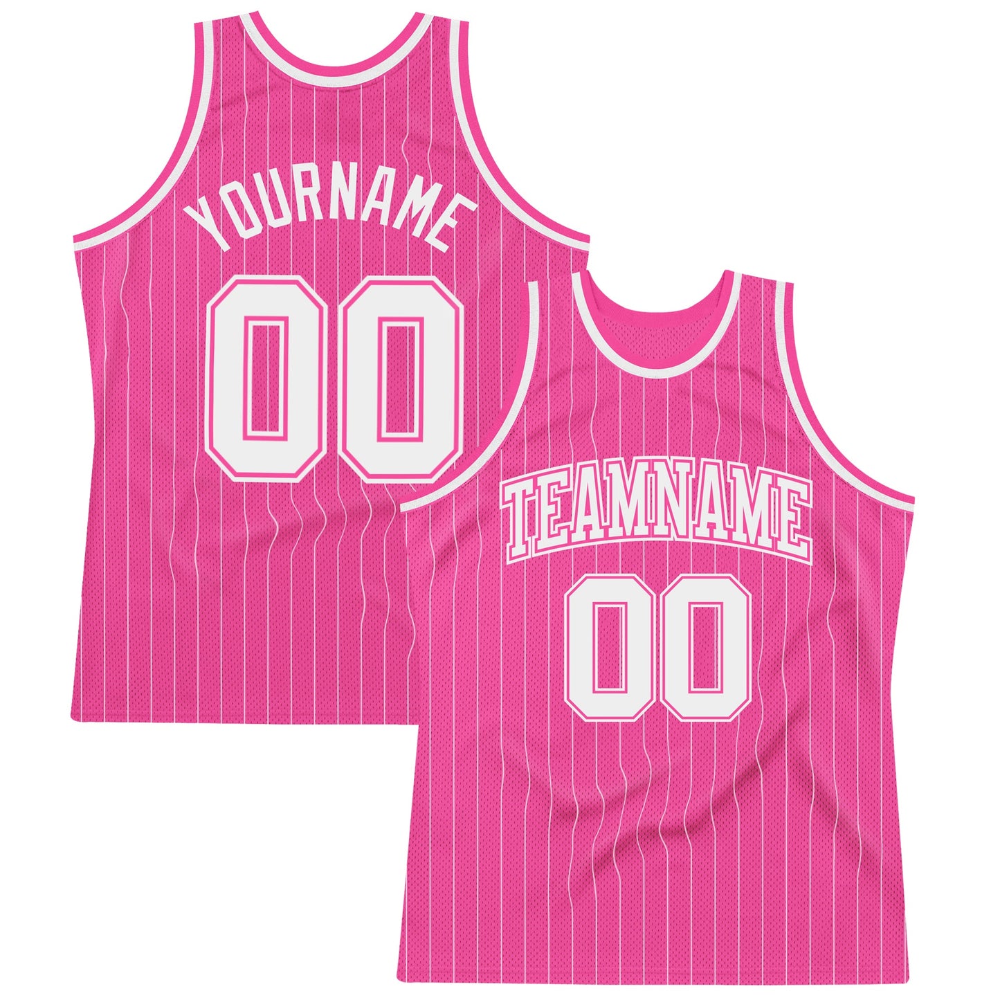 Custom Pink White Pinstripe White-Pink Authentic Basketball Jersey - Sky-Custom