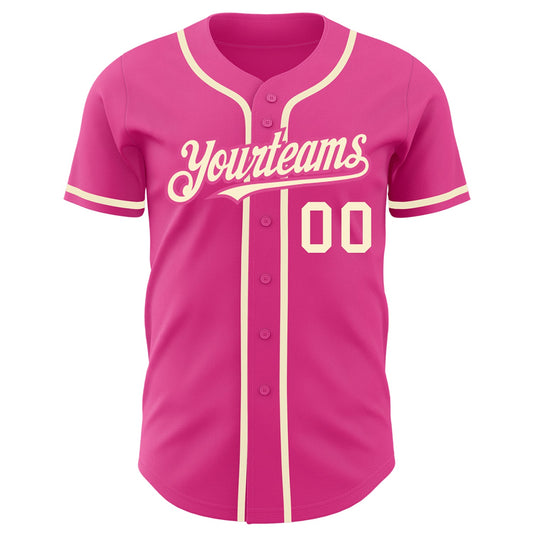 Custom Pink Cream Authentic Baseball Jersey - Sky-Custom