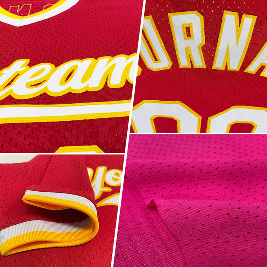 Custom Pink White-Kelly Green Authentic Throwback Baseball Jersey - Sky-Custom