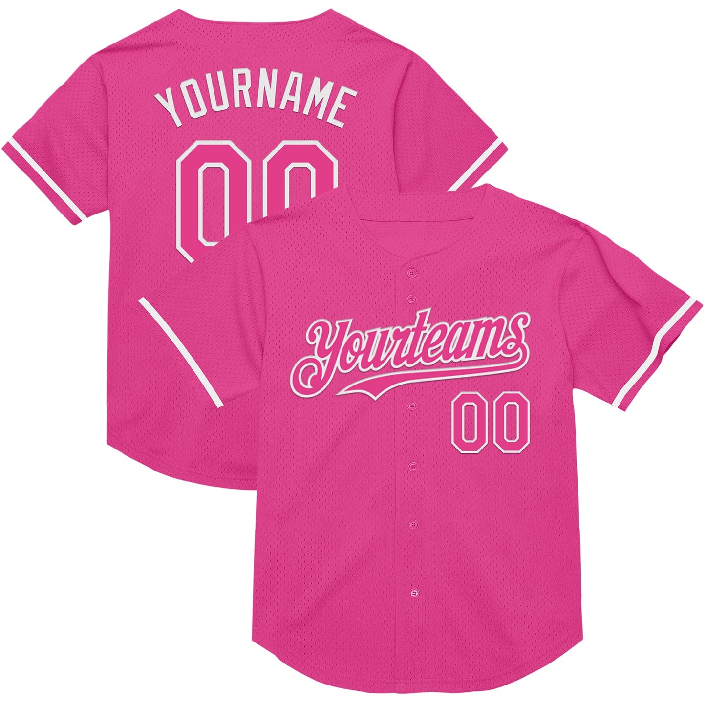Custom Pink White Mesh Authentic Throwback Baseball Jersey - Sky-Custom