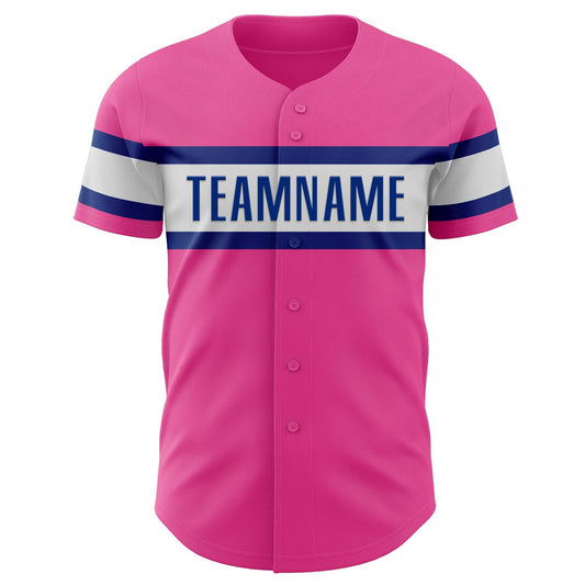 Custom Pink White-Royal Authentic Baseball Jersey - Sky-Custom