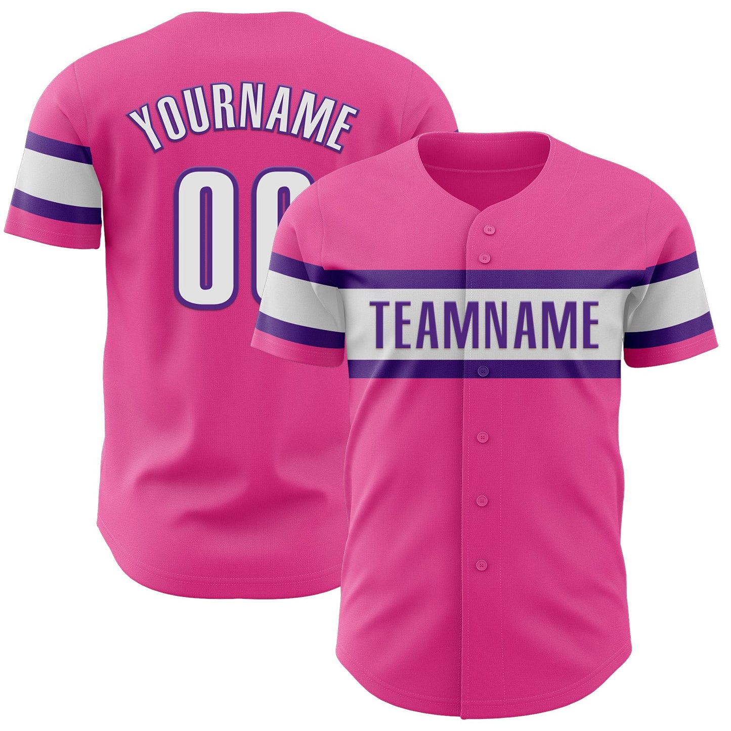 Custom Pink White-Purple Authentic Baseball Jersey - Sky-Custom