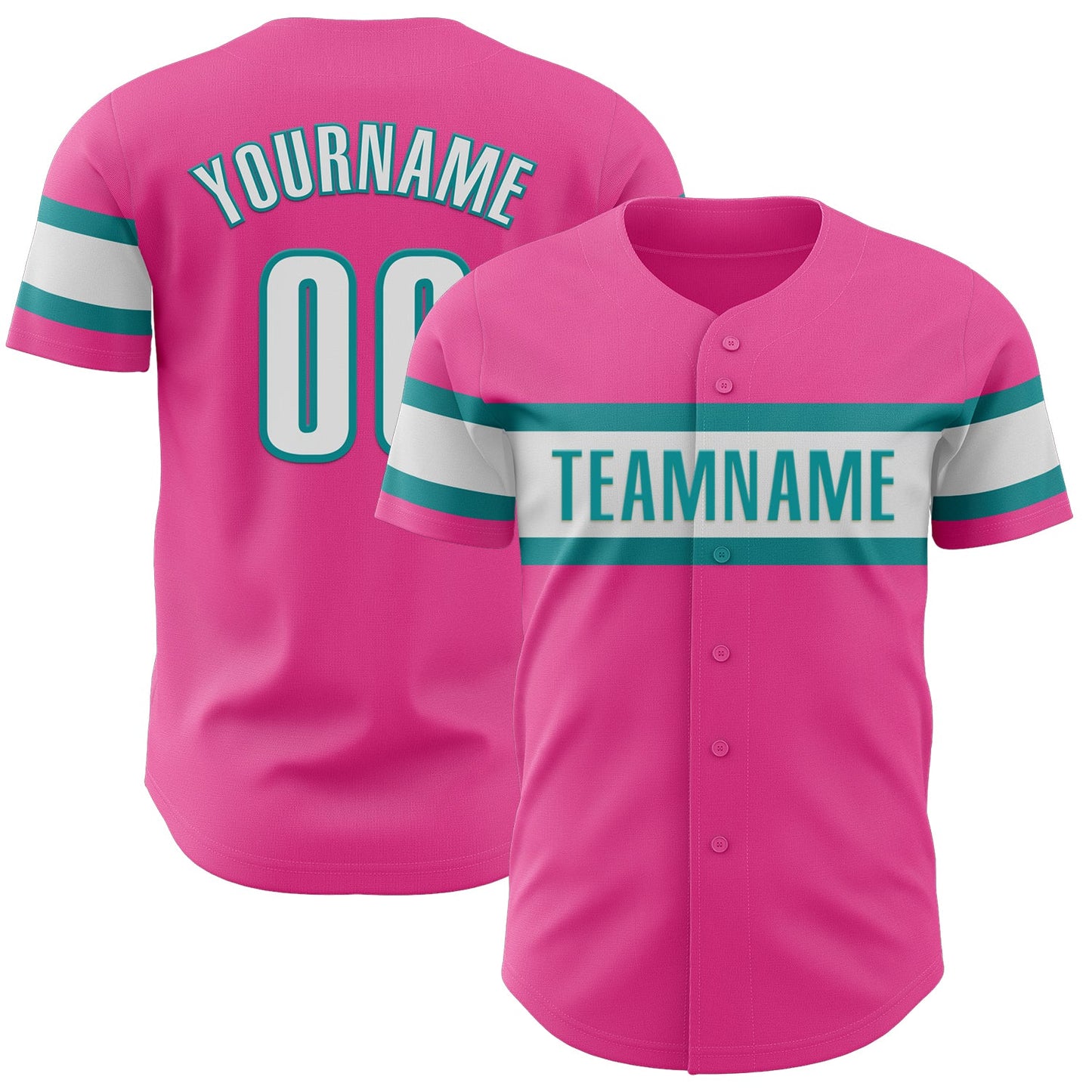 Custom Pink White-Teal Authentic Baseball Jersey - Sky-Custom