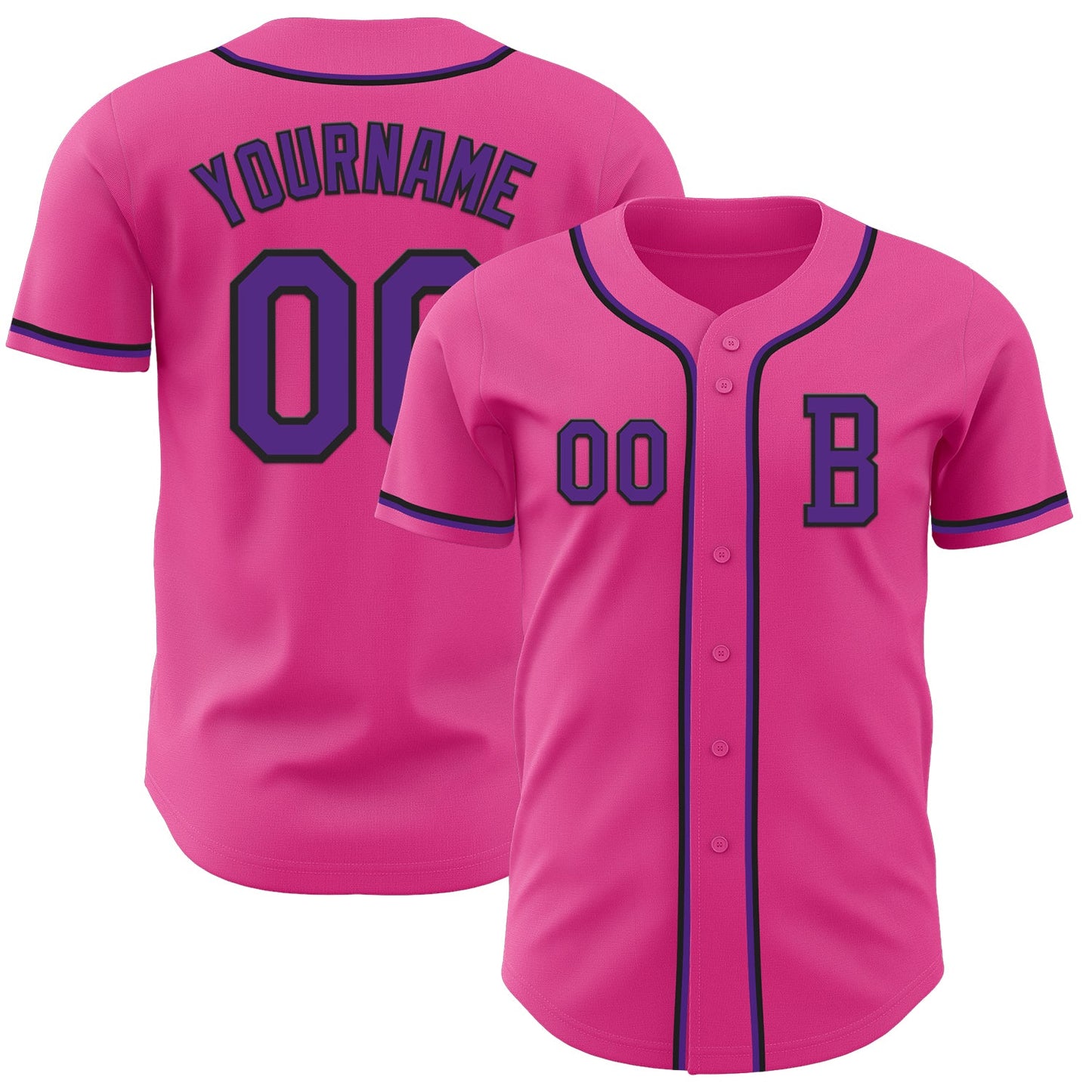 Custom Pink Purple-Black Authentic Baseball Jersey - Sky-Custom