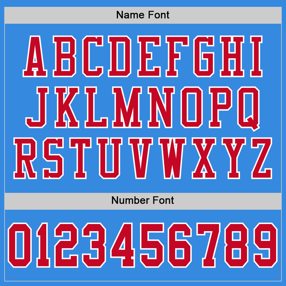 Custom Powder Blue Red-White Mesh Authentic Throwback Football Jersey - Sky-Custom