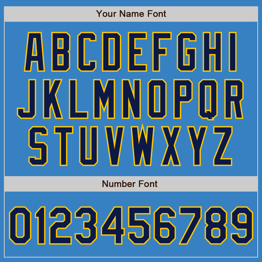 Custom Powder Blue Navy Gold-White Authentic Baseball Jersey - Sky-Custom