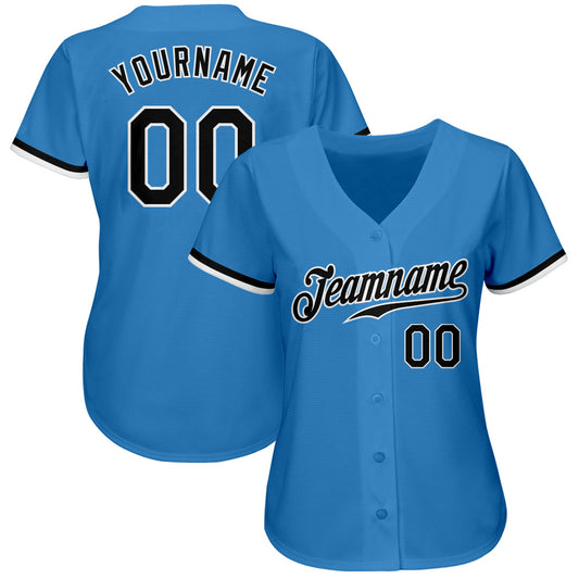 Custom Powder Blue Black-White Authentic Baseball Jersey - Sky-Custom