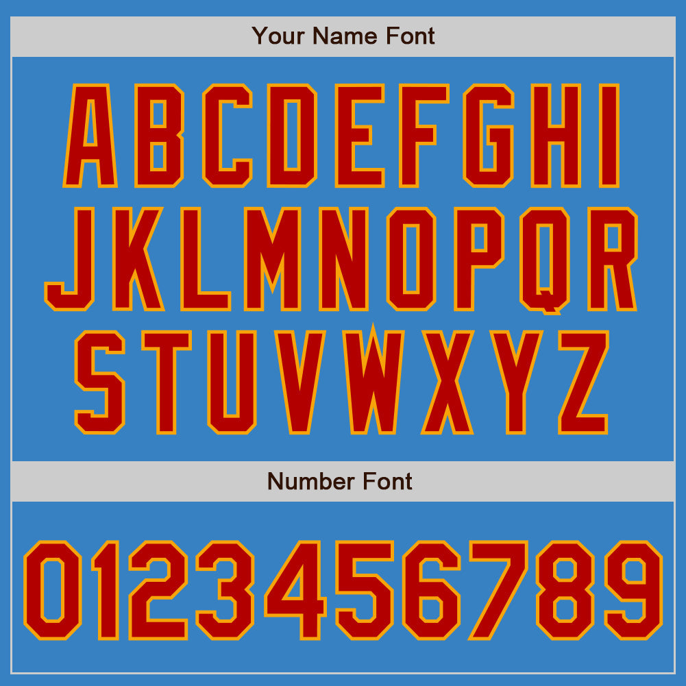 Custom Powder Blue Red-Gold Authentic Baseball Jersey - Sky-Custom